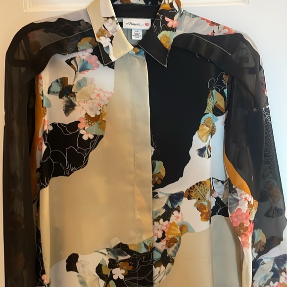 3.1 Phillip Lim, for Target, Long Sleeve Button Down Shirt, Small, Black, Tan - Picture 3 of 9